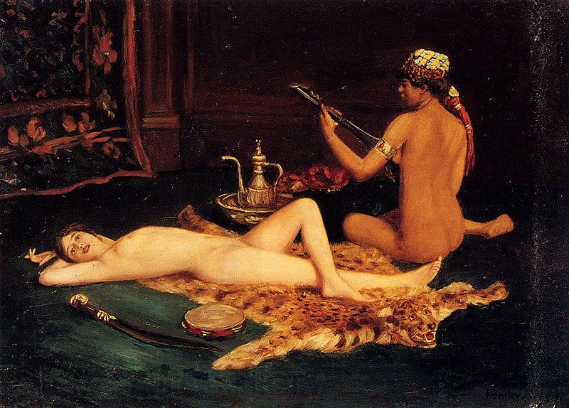 unknow artist Reclining Odalisque France oil painting art